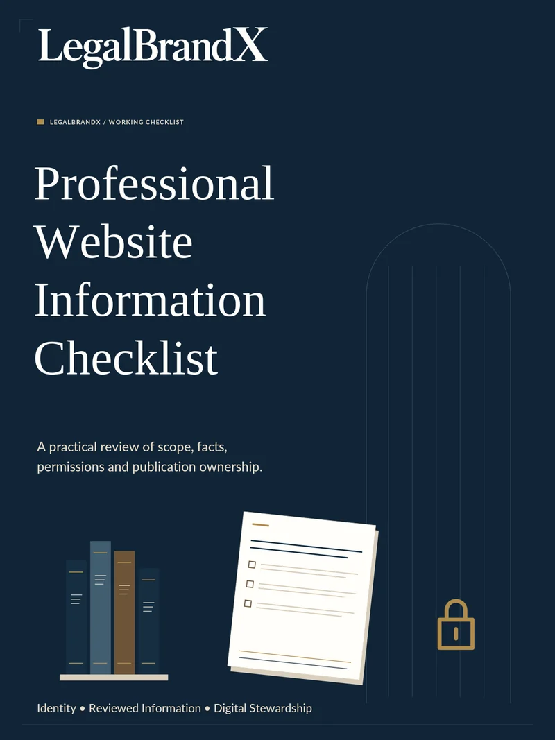 Cover: Professional website information checklist